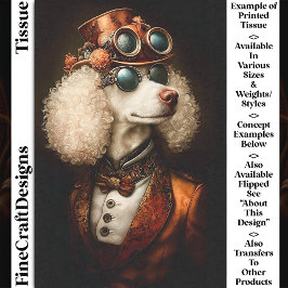 Papel De Seda Cachorro Poodle Steampunk Branco Régio AX6 Decoupa