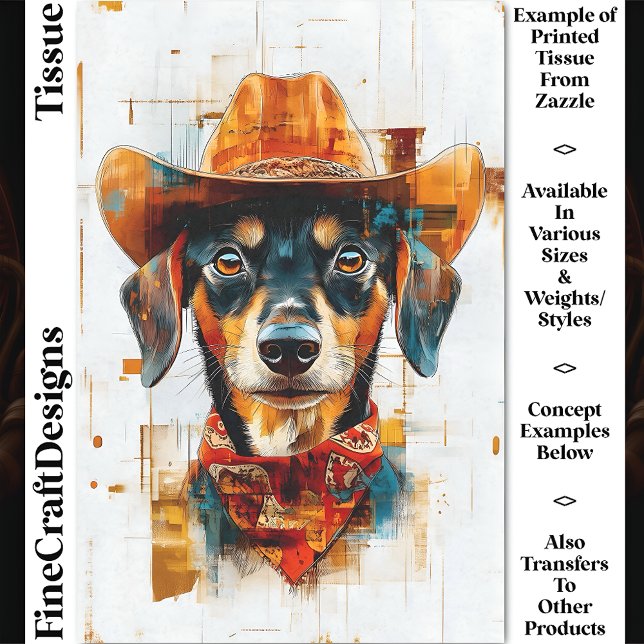 Papel De Seda Cachorro Preto e Marrom, Chapéu de Cowboy DE1 Deco (Criador carregado)
