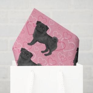 Papel De Seda Cachorro Pug Preto Desenho Animado Esfregões Amor