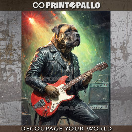 Papel De Seda Cachorro Rocky Mastiff tocando guitarra elétrica -
