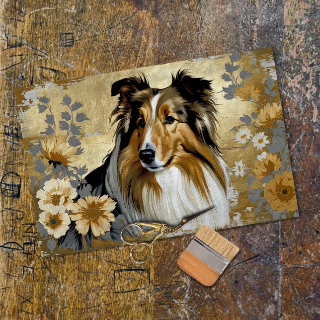 Papel De Seda Cachorro Rough Collie Decoupage  (Criador carregado)