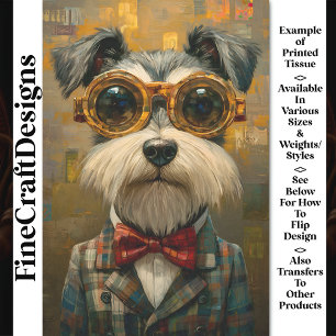 Papel De Seda Cachorro Schnauzer Fofo de Terno e Óculos de Sol C