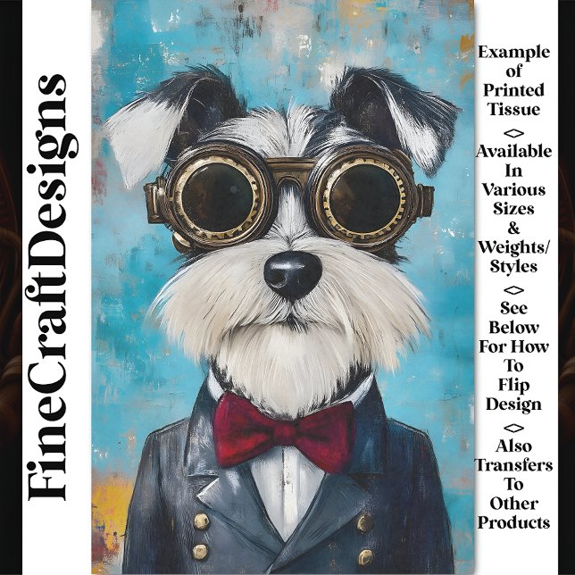 Papel De Seda Cachorro Schnauzer Steampunk Fofo, Decoupagem Z9 G (Criador carregado)