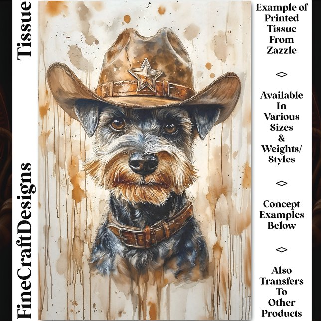 Papel De Seda Cachorro Schnauzer Xerife Cowboy Com Chapéu DD7 De (Criador carregado)