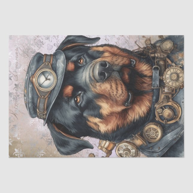 Papel De Seda Cachorro Steampunk Rottweiler (Frente )