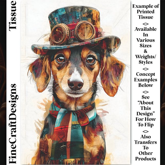 Papel De Seda Cachorro Steampunk Vitoriano com Cartola DA9 Decou (Criador carregado)
