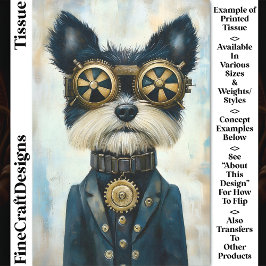Papel De Seda Cachorro Terrier Steampunk com Óculos CY3 Decoupag