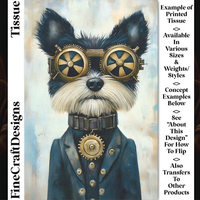 Papel De Seda Cachorro Terrier Steampunk com Óculos CY3 Decoupag (Criador carregado)