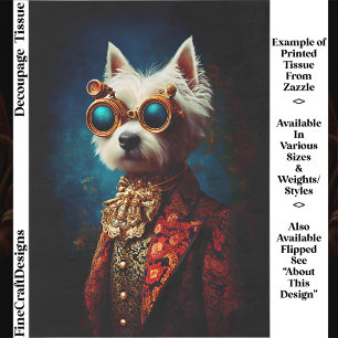 Papel De Seda Cachorro Westie Steampunk Glamouroso Decoupage EZ6
