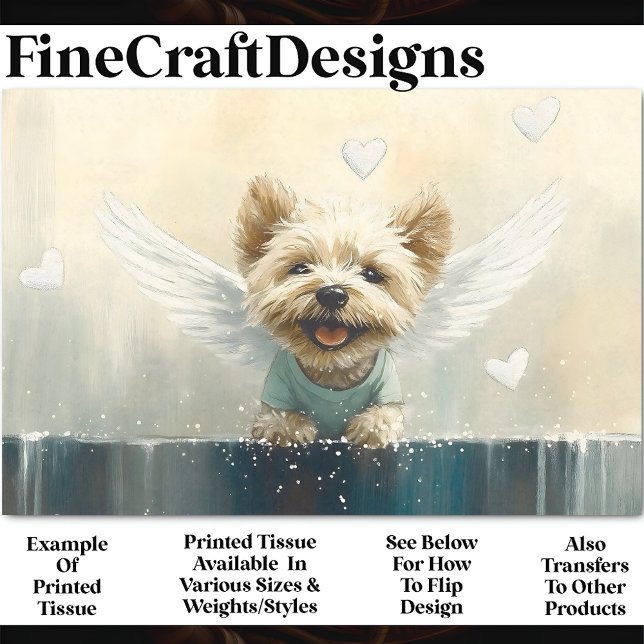 Papel De Seda Cachorro Yorkie com asas na desoupage AV3 da neve (Criador carregado)