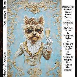 Papel De Seda Cachorro Yorkie Steampunk Bebendo Champanhe FR7R D