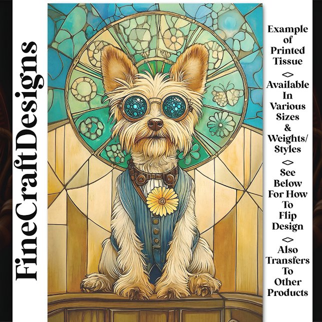 Papel De Seda Cachorro Yorkie Steampunk Caprichoso Fofo Decoupag (Criador carregado)