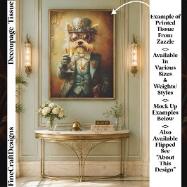 Papel De Seda Cachorro Yorkie Steampunk Elegante, Decoupage FR9L