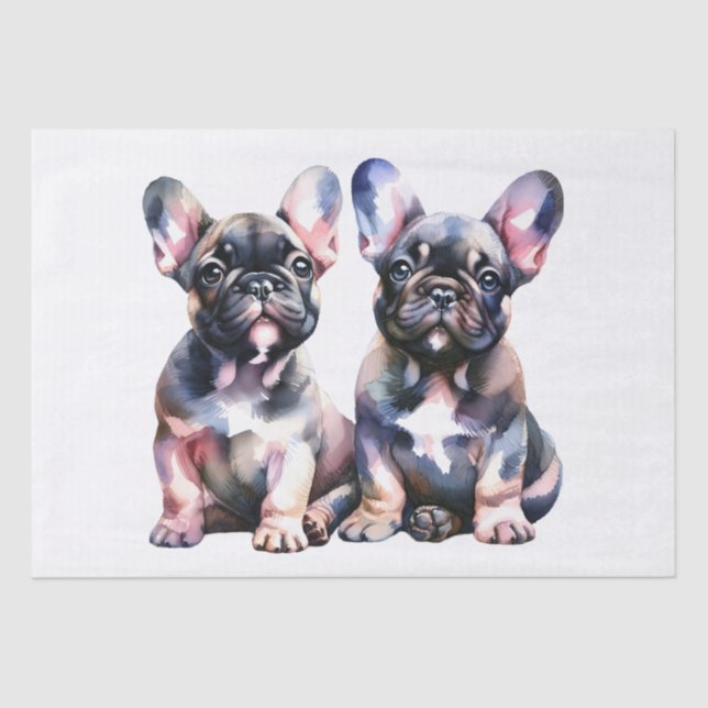 Papel De Seda Cachorros bonitos de Bulldog Francês (Frente )