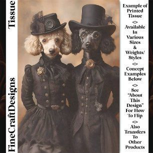 Papel De Seda Cachorros Poodles Pretos Vestidos Vitorianos CP4 D
