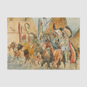 Papel De Seda Caciques Indianos com Estândares por Edward Borein