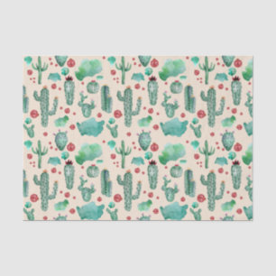 Papel De Seda cacto e padrão de ladybug - fundo bege