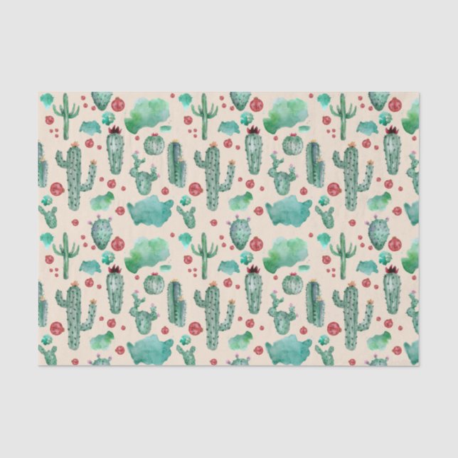 Papel De Seda cacto e padrão de ladybug - fundo bege (Frente )