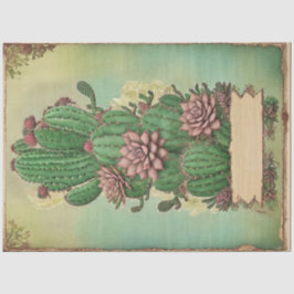 Papel De Seda Cactus Pink Flower Ephemera Collage Art n° 5