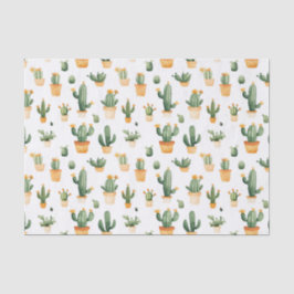 Papel De Seda Cactus Potado em Branco