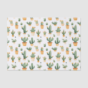 Papel De Seda Cactus Potado em Branco
