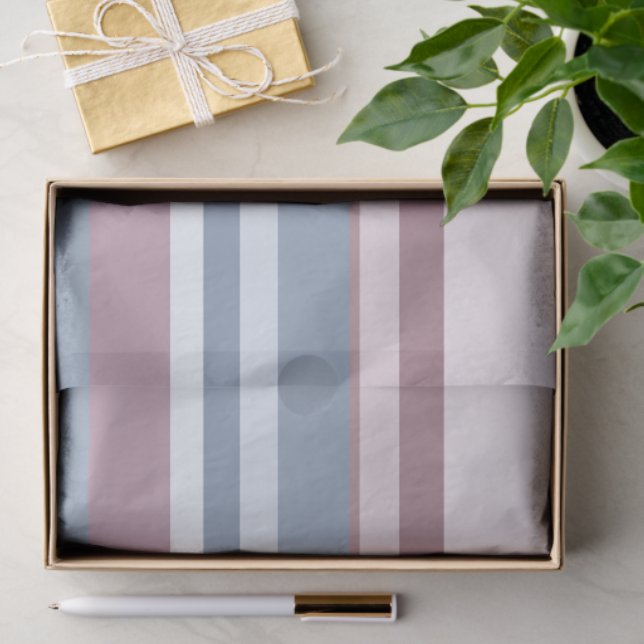 Papel De Seda Cadet Grey and Desaturated Rose Stripes (Presente)