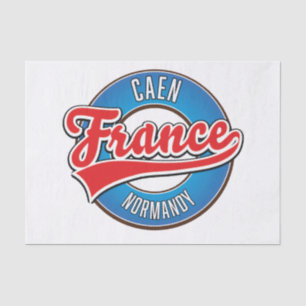 Papel De Seda Caen Normandia França logotipo retrô Convite Cartã