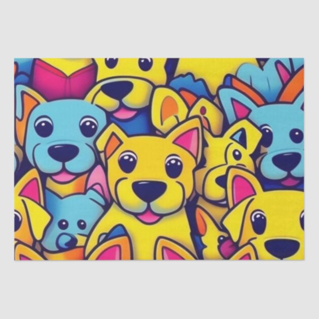 Papel De Seda Cães amarelos, cães felizes (Frente )