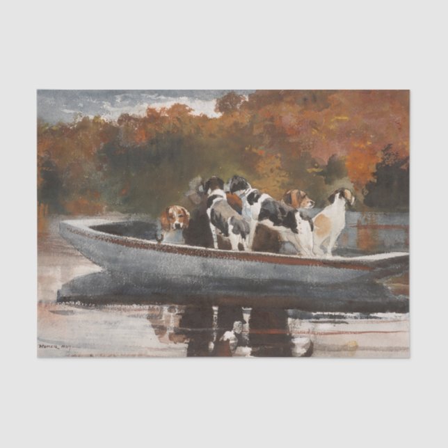 Papel De Seda Cães caçadores em barco por Winslow Homer (Frente )