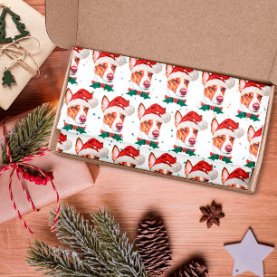 Papel De Seda Cães da Raça Podengo Português Estrelas de Natal