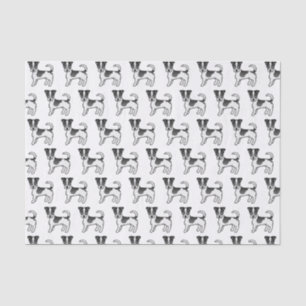 Papel De Seda Cães de Casaco Bruto preto e branco Jack Russell