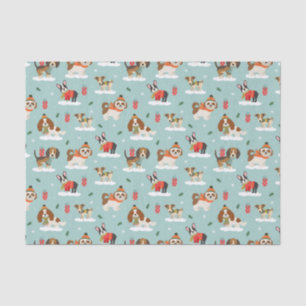 Papel De Seda Cães de Natal no Padrão Cozy Scarves