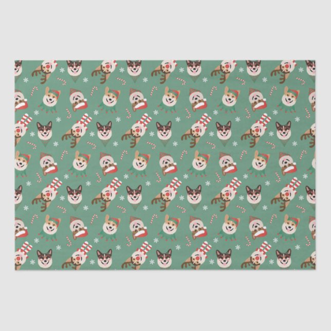 Papel De Seda Cães de Natal Pembroke Welsh Corgi (Frente )