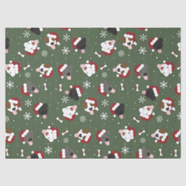 Papel De Seda Cães de Papai Noel no Verde