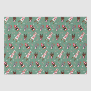 Papel De Seda Cães Dobermann de Natal