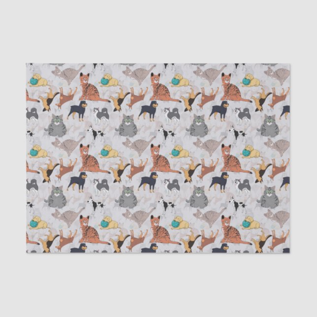 Papel De Seda Cães E Gatos, Design (Frente )