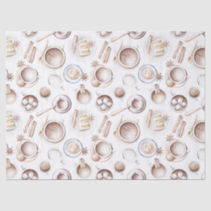 Papel De Seda Café com Aquarela, Bolo e Decoupage de Cacau