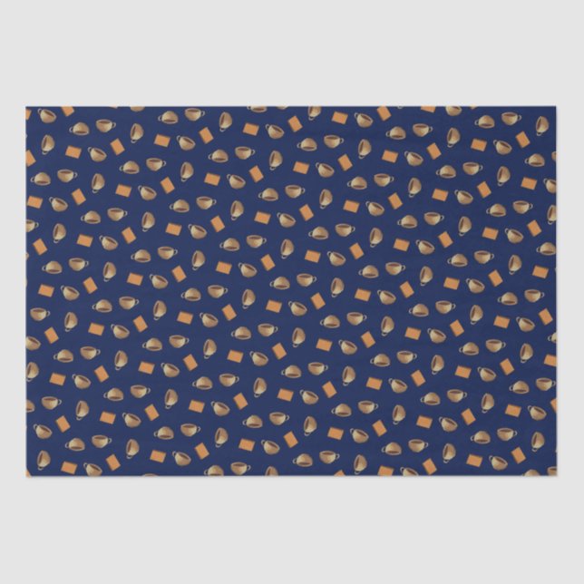Papel De Seda Café e biscoitos de chocolate Marinho Comida azul (Frente )