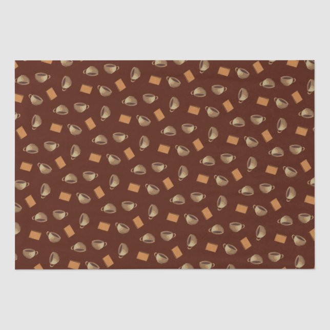 Papel De Seda Café e Biscoitos de Chocolate Padrão Comida castan (Frente )