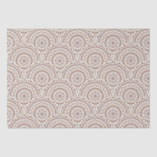 Papel De Seda Café Neutral Quente Ombre Dot Mandala Art Deco (Frente )