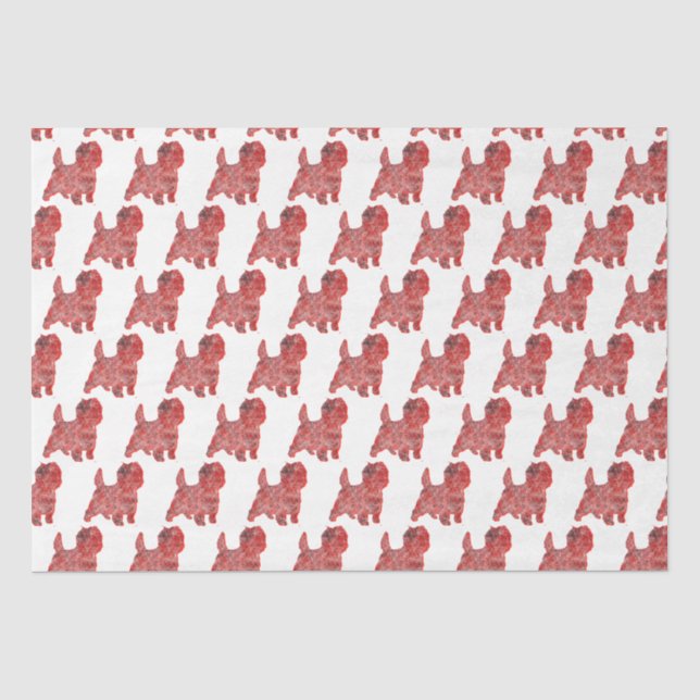 Papel De Seda Cairn Terrier Christmas Dog Silhouette White (Frente )