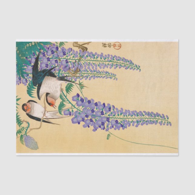 Papel De Seda Caixas e Wisteria por Ohara Koson (Frente )