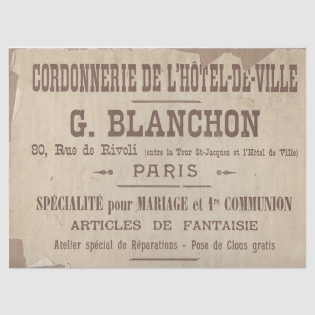 Papel De Seda Calçados de Paris para a Typografia Francesa Torn  (Frente )