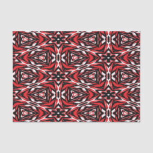 Papel De Seda Caleidoscópio Negro, Branco e Vermelho