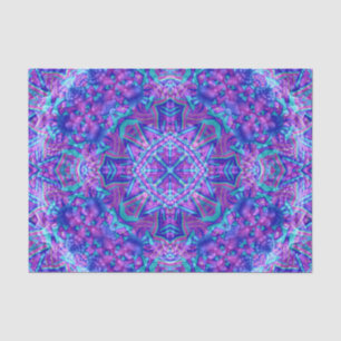 Papel De Seda Caleidoscópio roxo & azul do Fractal do vintage