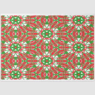 Papel De Seda Caleidoscópio vermelho, verde e branco