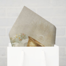 Papel De Seda Cálice da Primeira Comunhão Vintage Lírios Brancos