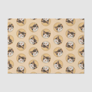 Papel De Seda Calico Cat Portraing Pintura Bela Arte Original