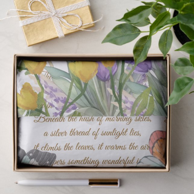 Papel De Seda Caligrafia manuscrita branca Botânica moderna (Presente)