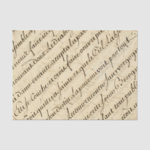 Papel De Seda Caligrafia - Manuscrito De Vintage Francês